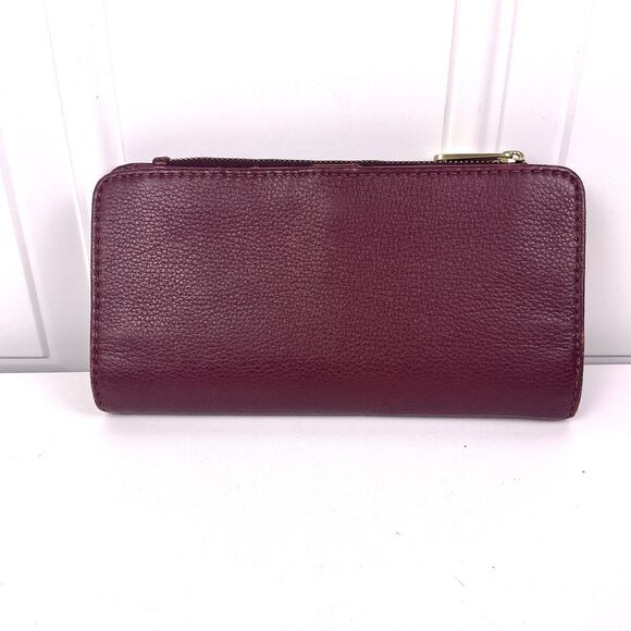 Vintage Fossill Wallet Women's Red/Burgundy/Pink Zip Around Leather Suede Block - Picture 3 of 9